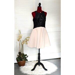 Halston Heritage Women's Sequin Top Two tones  Fit & Flare Dress Size 10 083